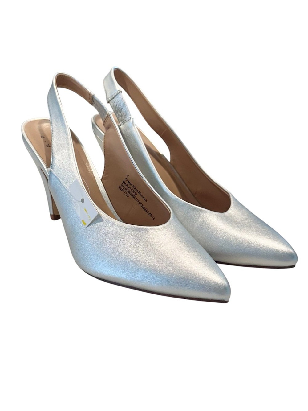 NEW a new day Silver Pointed-Toe Slingback High Heel Pumps - Size: 8 - Picture 2 of 9